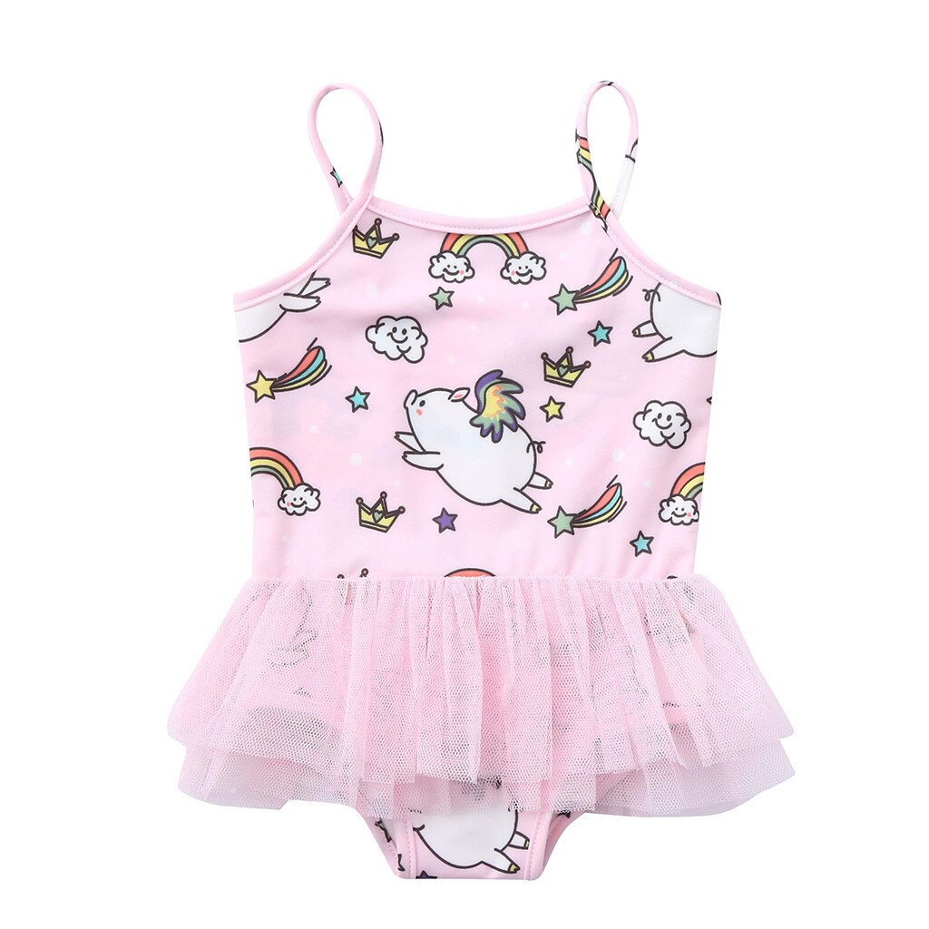 Kinderen Badmode Baby Meisjes Cartoon Varken Print Een Stuk Zomer Badmode Badpak Vest Romper Jumpsuits Meisjes Bikini Outfits T7 #: 4-5 Years Pink