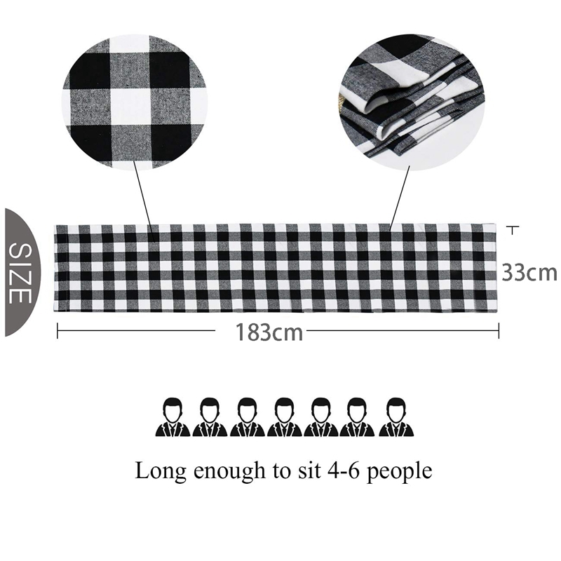 1 Pcs Geruite Tafelkleed Katoen Zwart En Wit Plaid &amp; 4 Stuks Placemat Tafel Mat Servies Plaat Placemat