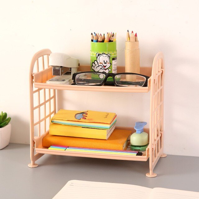 Two-layer Hollow Plastic Shelf Tabletop Kitchen Organizer Bathroom Double-layer Cosmetic Storage Shelf: 6