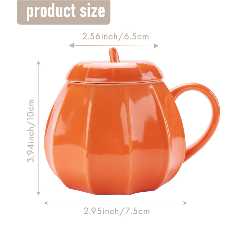 ABUN-2X Mug Pumpkin Mug With Lid - Decorations Ornament Coffee Mugs Big Cute Fall Cups Teacup - Birthday Idea