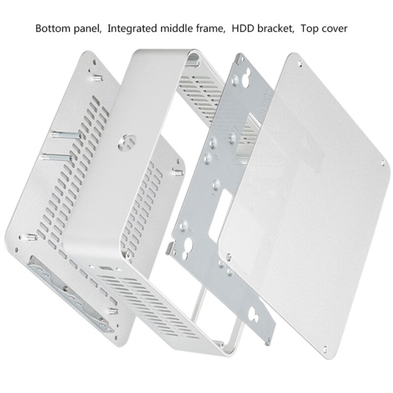 H60 htpc chassis computador caso mini itx o horizontal liga de alumínio prático fino caso do computador sem energia