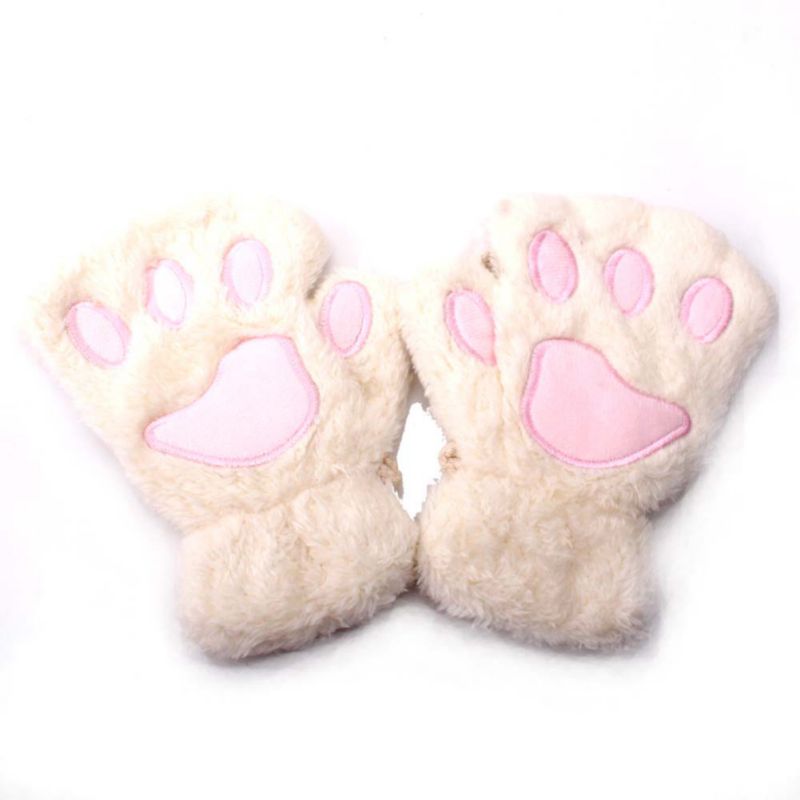 Neue Baby Katze Klaue Handschuhe Winter Stricken Flauschigen Jungen Mädchen Halbe Finger Handschuhe Samt Dicke Kinder kinder Halten Finger Warme 1-7 Y