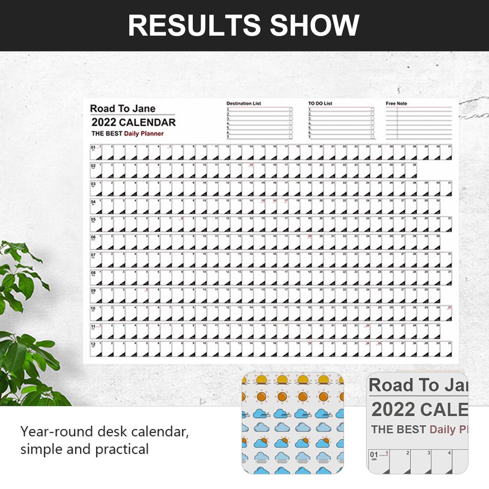 2 Sets Muur Kalender 2022 Jaarlijks Volledige Muur Kalender Grote Maat 12 Maand Planner