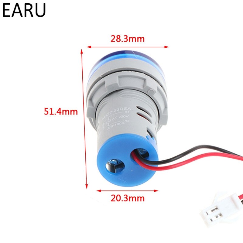DIY 220 v AC 22mm Digitale Display Ampermeter Monitor Stroom Indicator Signal Light Ampèremeter Tester Meten 0-100A Ampere Meter