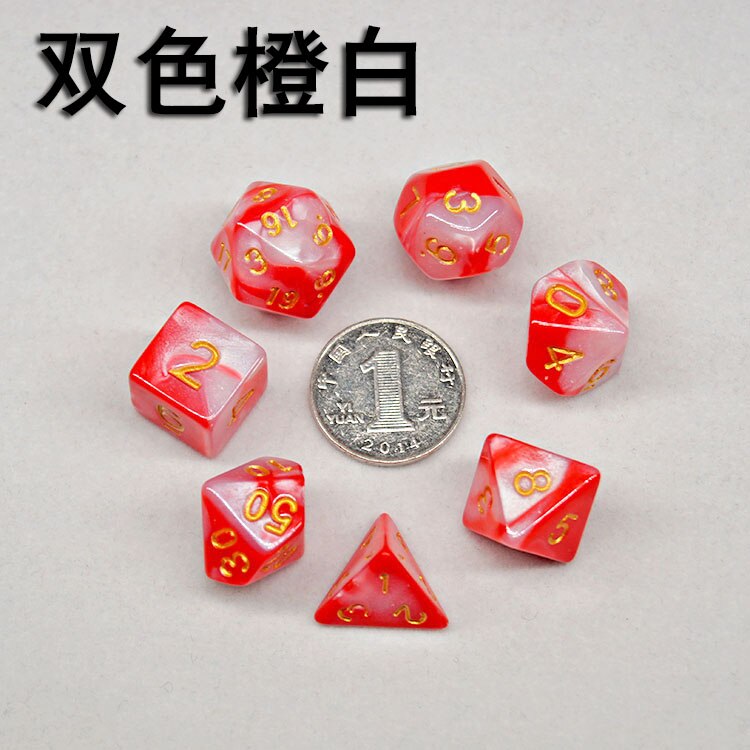 Multi-mix farve 7 stk terning sæt trgp spil polyhedron  d4-d20 multi-facetteret terningtårn akryl dados rpg multi-faced dnd terninger: B
