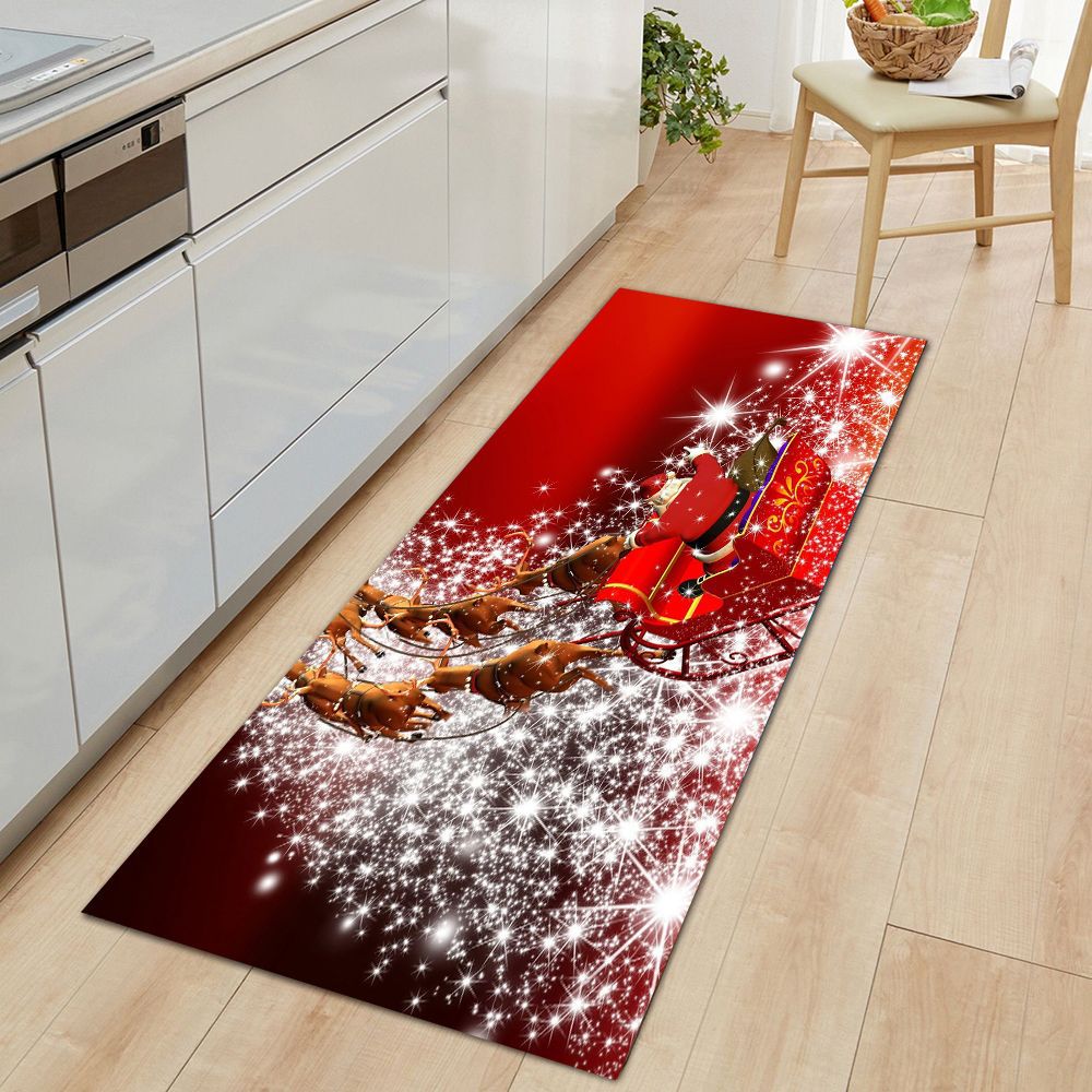 Christmas Floor Mat Cute Santa Snowflake Bell Area Rug Washable Non-slip Mat For Bathroom Bedroom Kitchen Rugs 50x80 cm: C