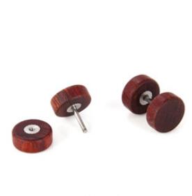 1 pc Natural Wooden Ear Studs Earnings For Women Men Wood Round Dumbbell Piercing Punk Earrings Stud: WHITE / Gold-color