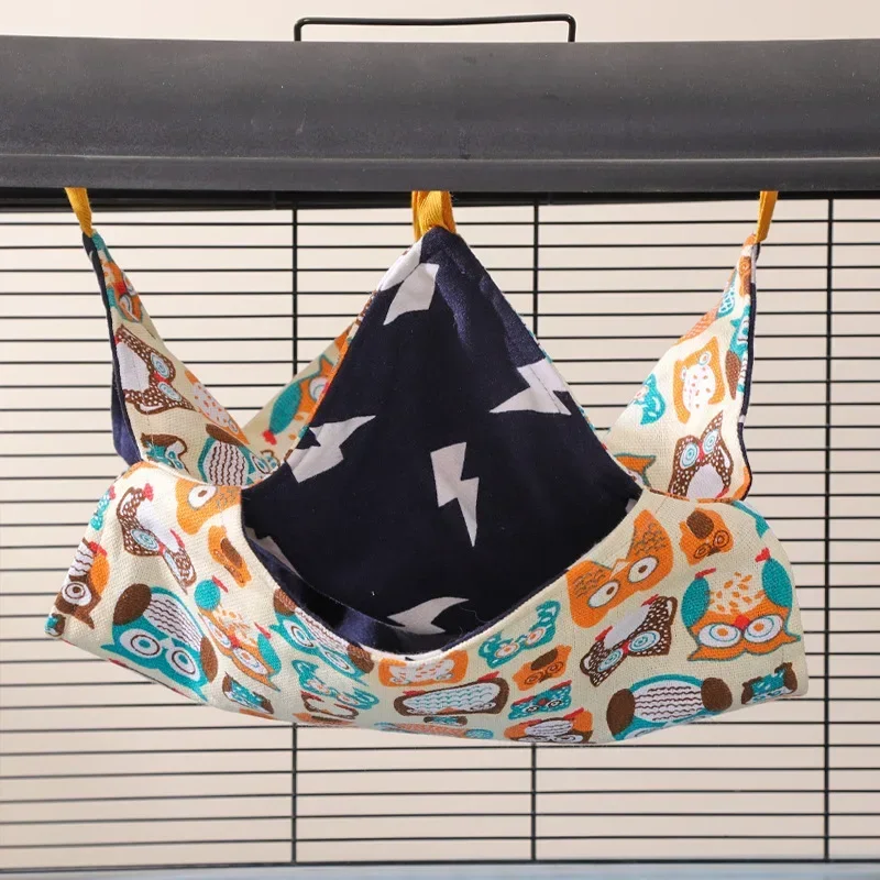 Drie Gelaagde Hamster Kooi Slapen Hangmat Print Cavia Kleding Bed Knaagdier Hangmat Chinchilla Kooi Kleine Huis: 4XL / Licht Geel