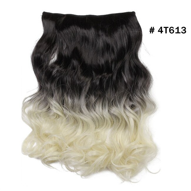 Synthetic Ombre Long Clip In Hair Extensions Wavy High Temperature Hairpiece 25 Colors Available 888: 4T613