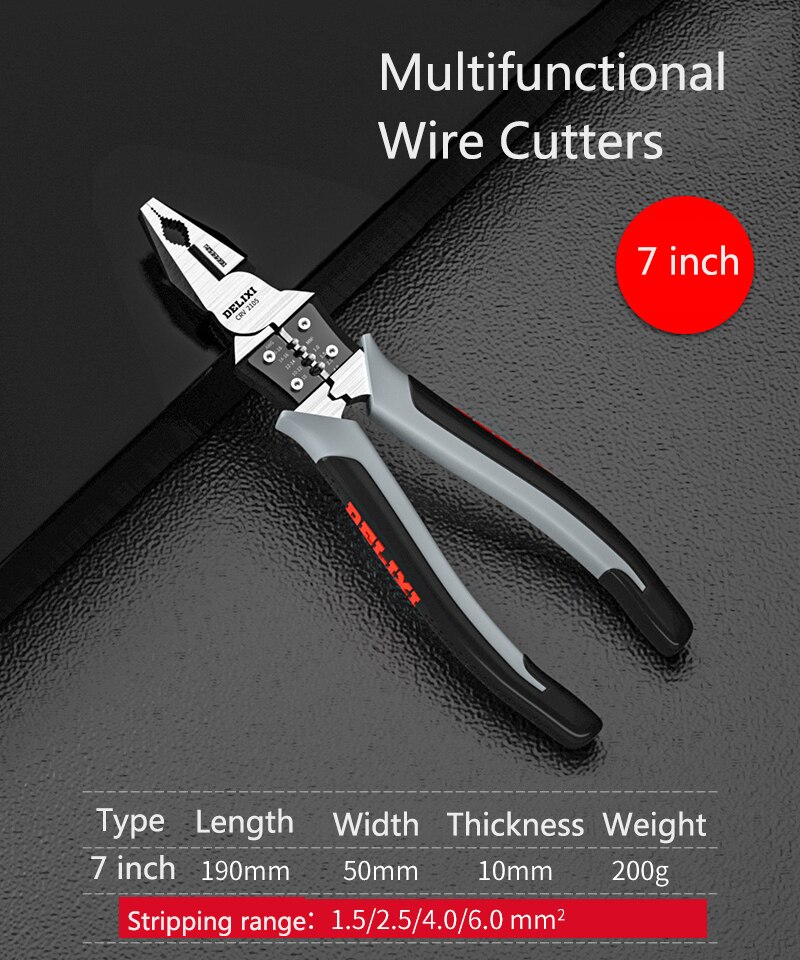 Multifunctional Wire Cutters Pliers Needle Nose Pliers Diagonal Pliers Wire Cable Cutters Hardware Plier Electrician Hand Tools: Wire cutter 7 inch