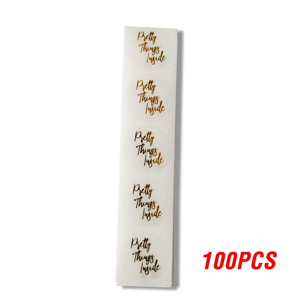 100-500pcs Round "Pretty Things Inside" Stickers Seal Labels Baby Shower Decor Baking Package Envelope Stationery Sticker: QY638-100pcs