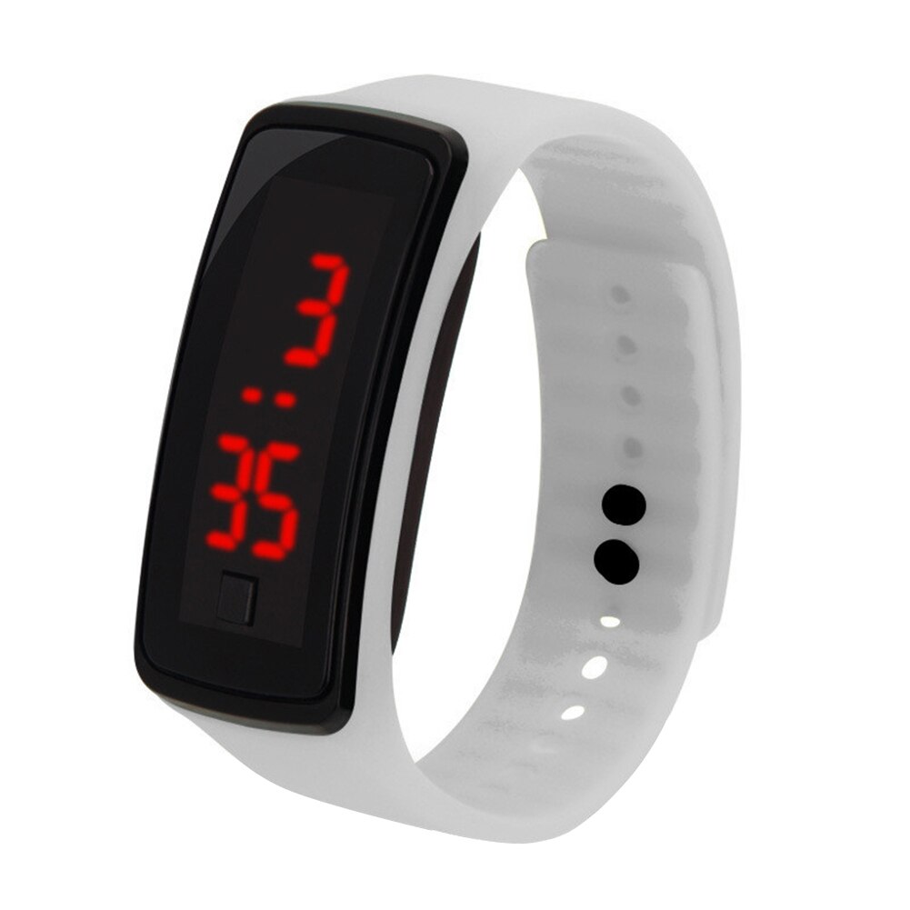 Children Kids Silicone Band LED Screen Electronic Digital Sports Wrist Watch Smart Bracelet Band: White