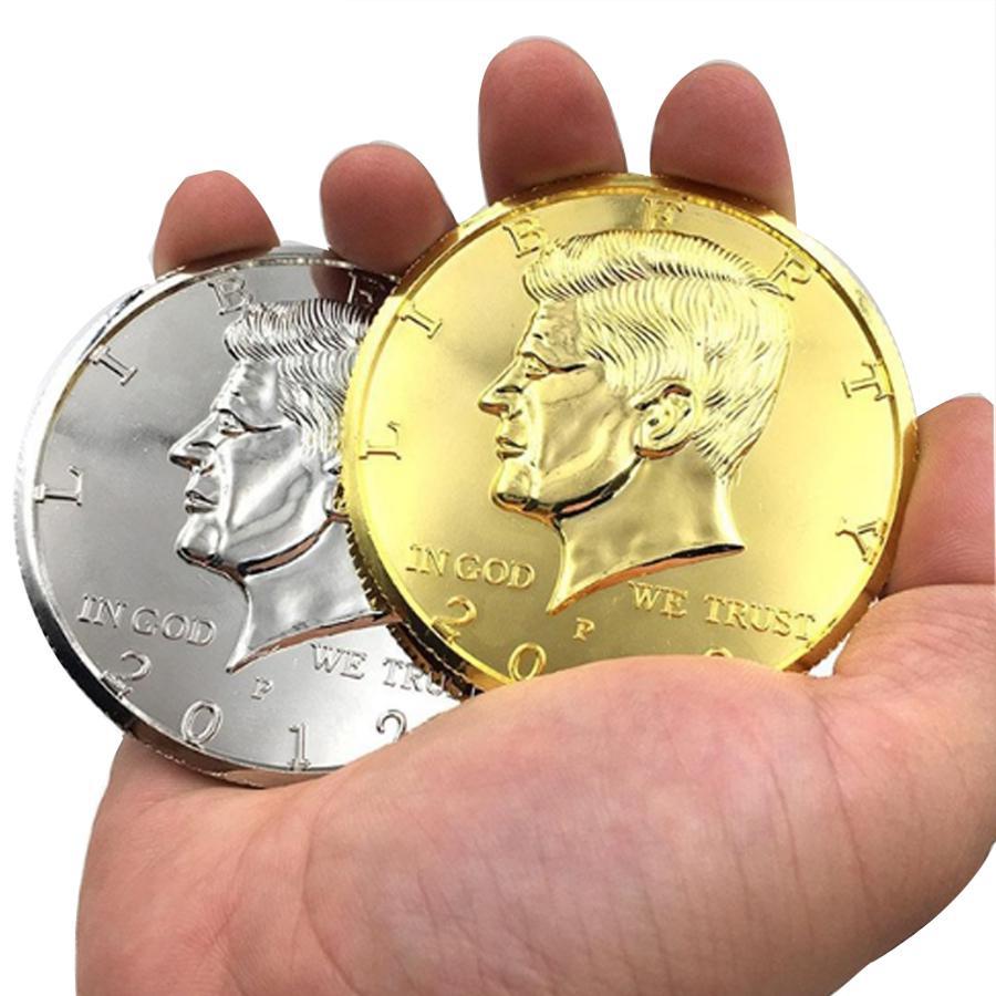Zilver/Goud Kleur Jumbo Coin Half Dollar 73Mm Top Trucs Goochelaar Gimmick MSW1850