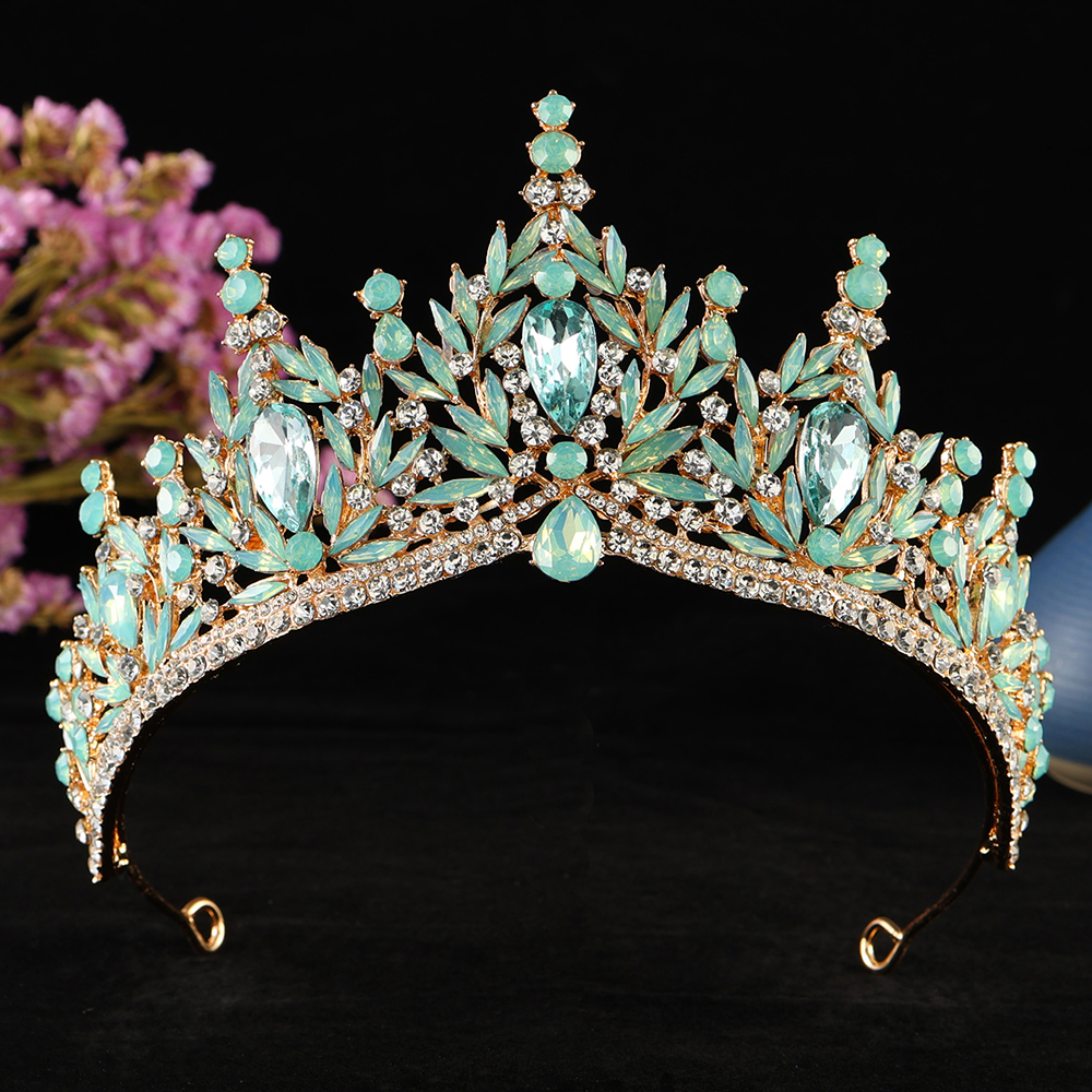 Tiara de cristal de gota de agua de Color dorado Vintage barroco para mujer, diadema, boda, niñas, de cumpleaños, corona , accesorios para el cabello: Color oro puro