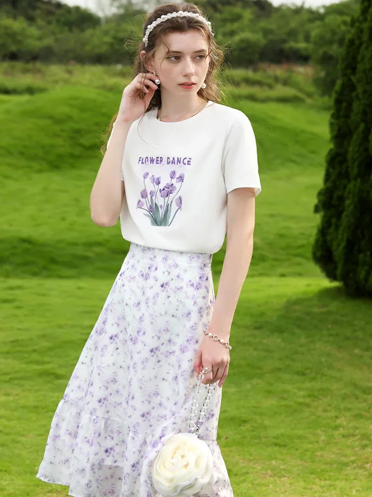 I BELIEVE YOU-faldas florales francesas para mujer, faldas Midi holgadas, elegantes, básicas, línea A, 2023