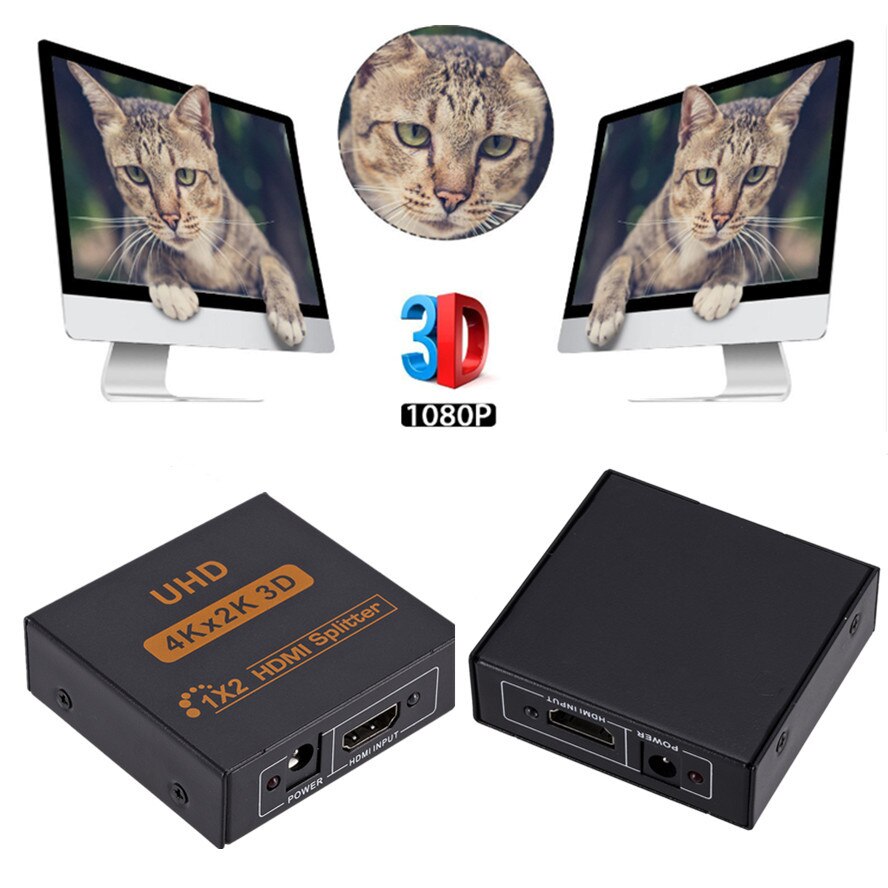 4K 1x2 HDMI-compatible Switch 1x2 Splitter HDMI-compatible Port Auto Switcher Support 3D Full HD1080P for DVD pc HDTV