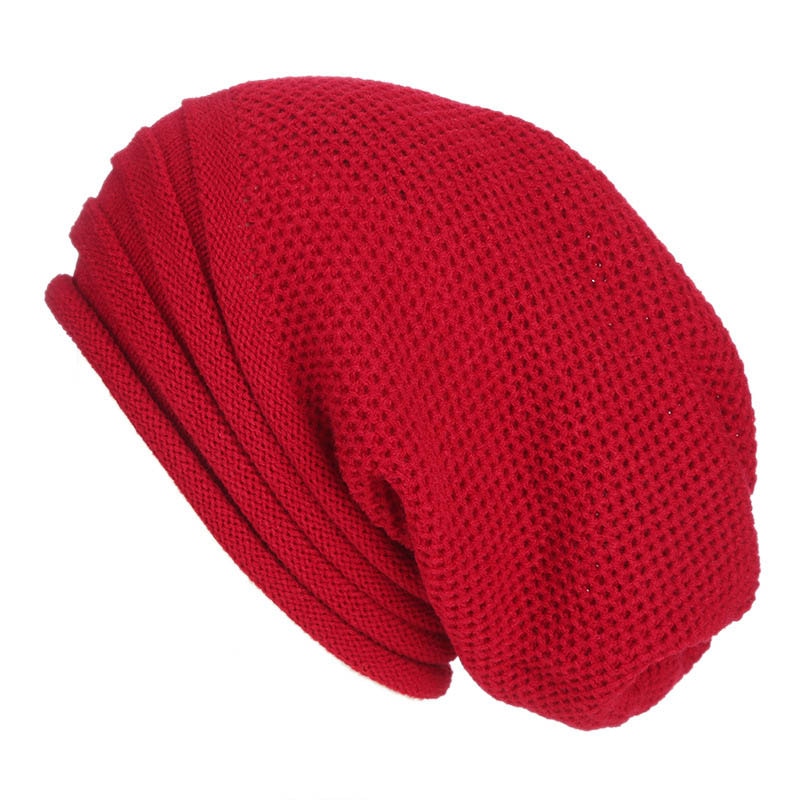 Vinter baggy slouchy beanie hat uld strikket varm afslappet slouchy cap til mænd kvinder xin: Rød