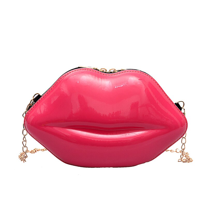 Lips Shape PVC Handbags Women Zipper Shoulder Bag Crossbody Messenger Phone Coin Bag Evening Party Clutches Bolsas Feminina Saco: Rose