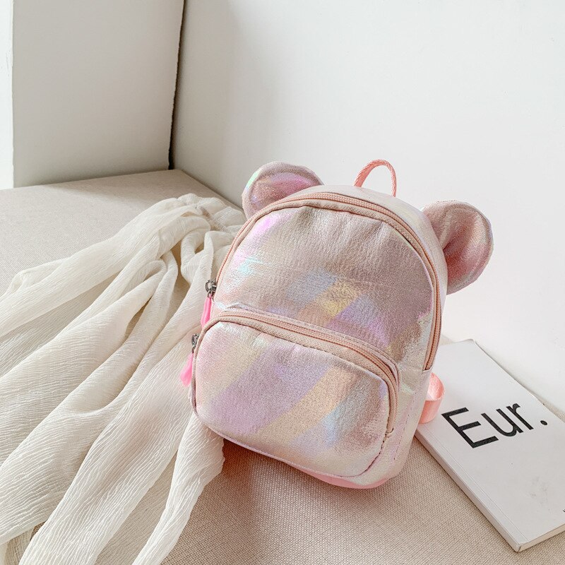 kids Girls backpack peach heart female bag female cartoon cute children rabbit Korean backpack student schoolbag: Bear pink