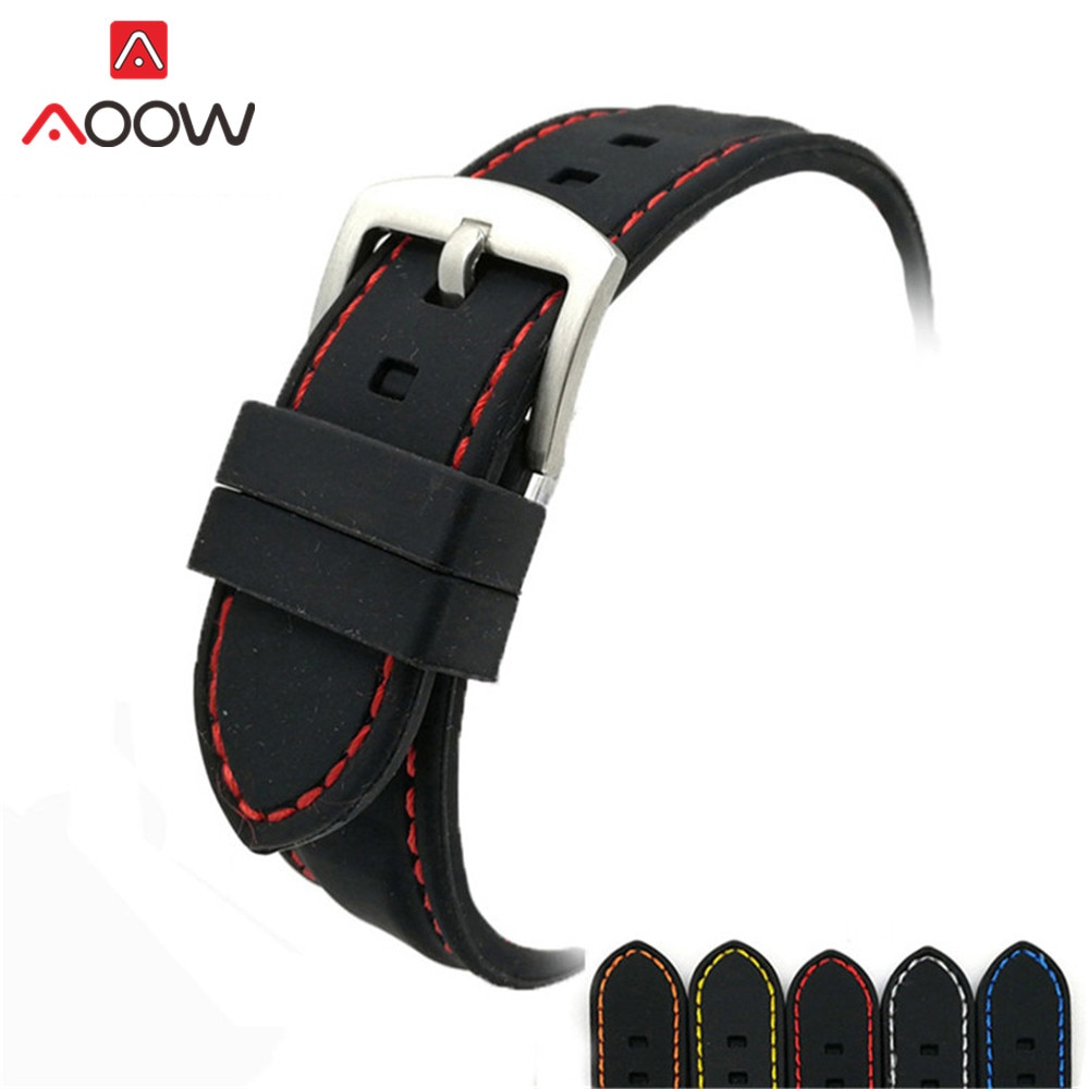 Universell 20mm 22mm 24mm 26mm myk silikon klokkerem sport vanntett pin spenne armbånd bånd rem tilbehør