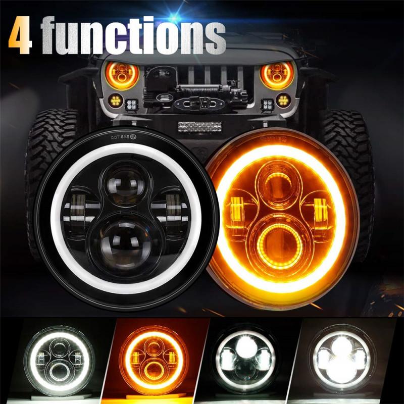 2 Stuks 7 Inch Led Koplampen Halo Hoek Eye Voor Jeep Wrangler Jk Tj Cj Lj 150 W/st Motorfiets Signaal lamp Werk Licht