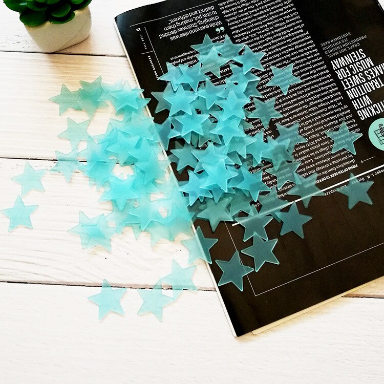 3D snowflake Stars Glow In The Dark Luminous Fluorescent Plastic Wall Stickers Living Home Decor For Kids Rooms