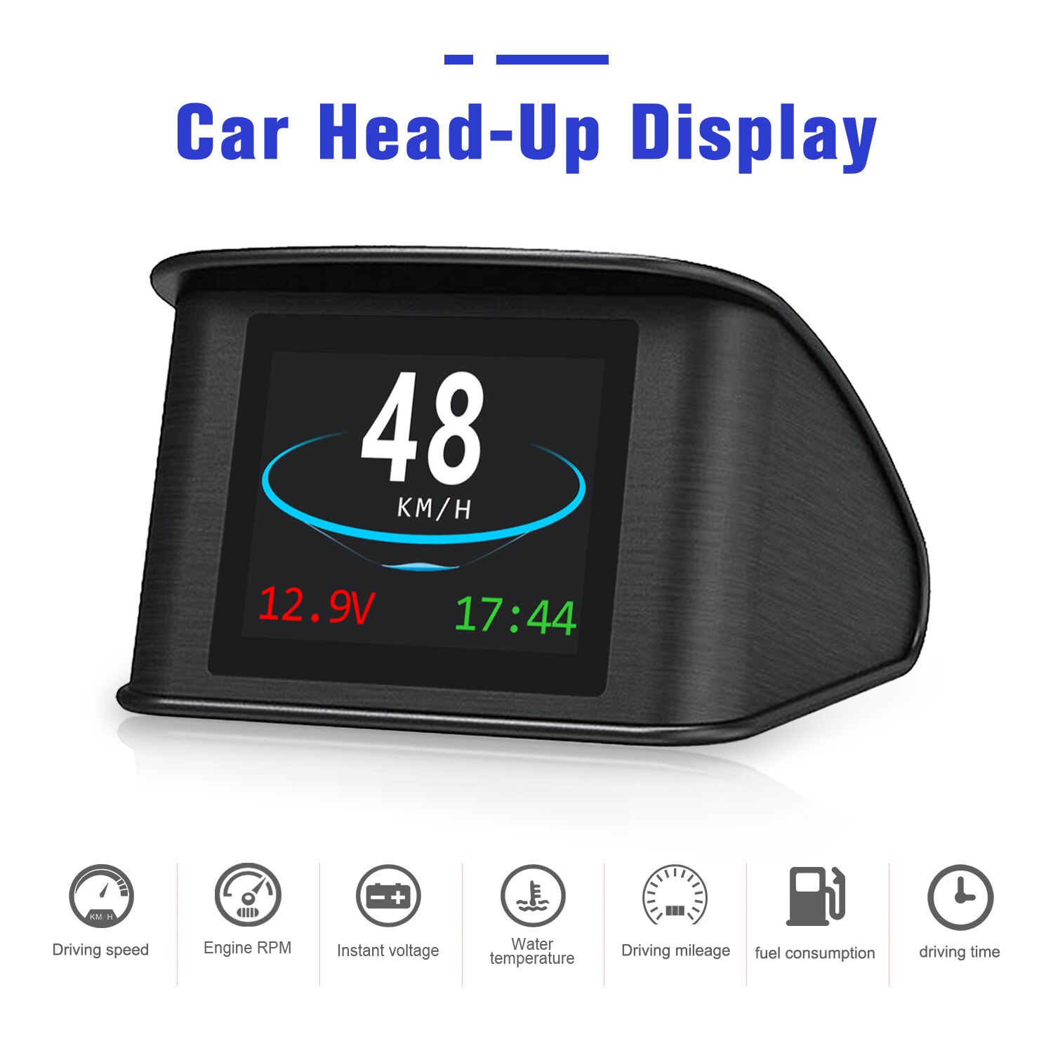 HUD OBD2 Car Gauges On-board Computer Head Up Display Overspeed Alarm Auto Speedometer Fuel Consumption Temperature Warning