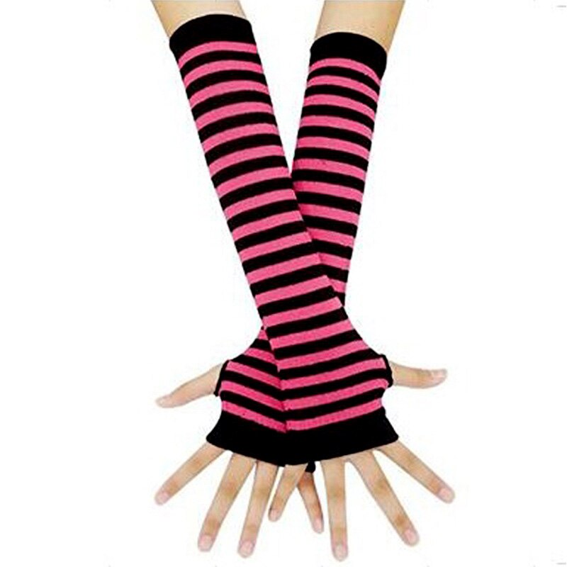 Summer Women Men stripe Print Wrist Arm Warmer Thin Stretchy Summer Sun Protect Long Arm Warmer Elbow Gloves Sleeves
