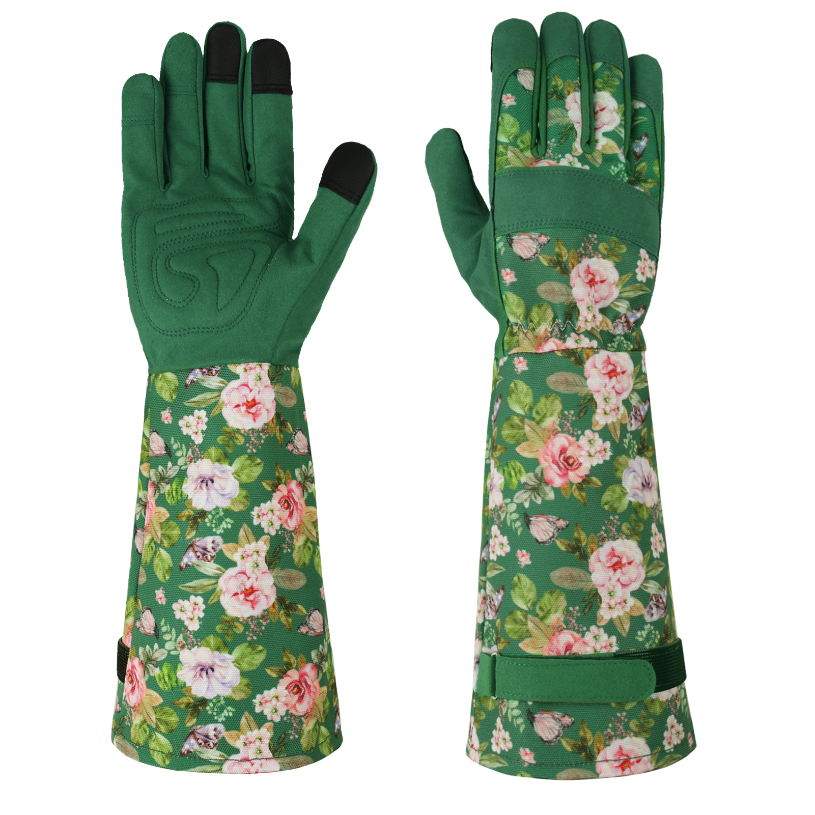 Gardening Gloves for Women Breathable Long Garden Gloves with Grip Thorn-Proof Leather Work Gardening Gloves: black