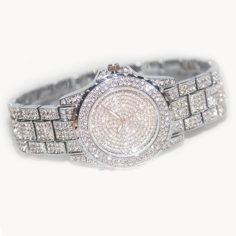 Luxe Vrouwen Strass Horloges Goud Zilver Horloge Dames Quartz Horloges Valentijn Cadeau: 02