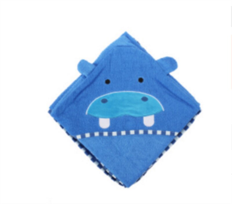 90x90cm baby baby kinderen badjas 100% katoen absorberende geen pilling badhanddoek met cap baby mantel cape T810: blue hippo