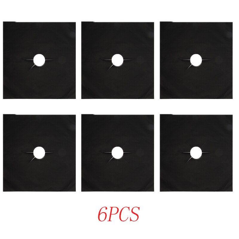 Reusable Gas Stove Burner Cover Liner Mat Non-Stick Gas Stove Protectors Hob Liners Cover Stovetop Burner Sheeting Mat Pad: 6pcs Black