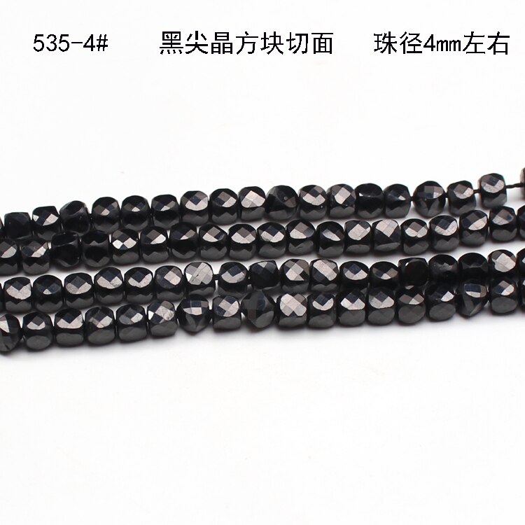 Spinello nero AA quadrato sfaccettato 4 millimetri per gioielli FAI DA TE che fanno i branelli allentati FPPJ commercio tutto'ingrosso naturale della pietra preziosa