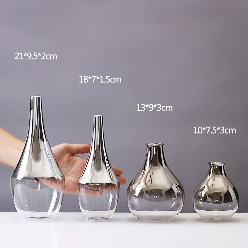 Nordic glass vase sølv gradient tørket nordic flower vase dekorasjon home decoration planter potter furnishing christmas
