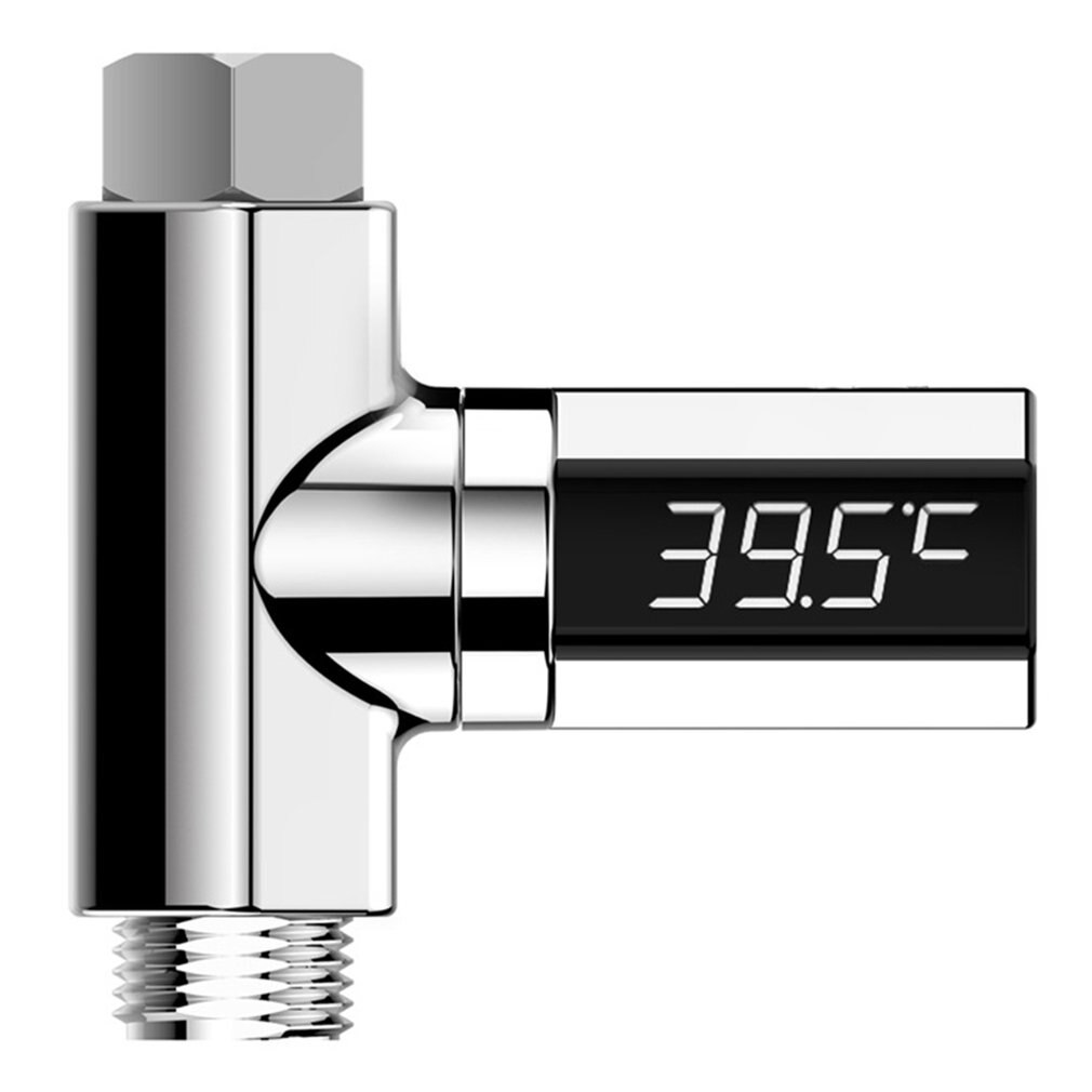 Monitor de temperatura del agua con pantalla LED Celsius, termómetro de ducha eléctrica, flujo de rotación de 360 grados, autogenerador