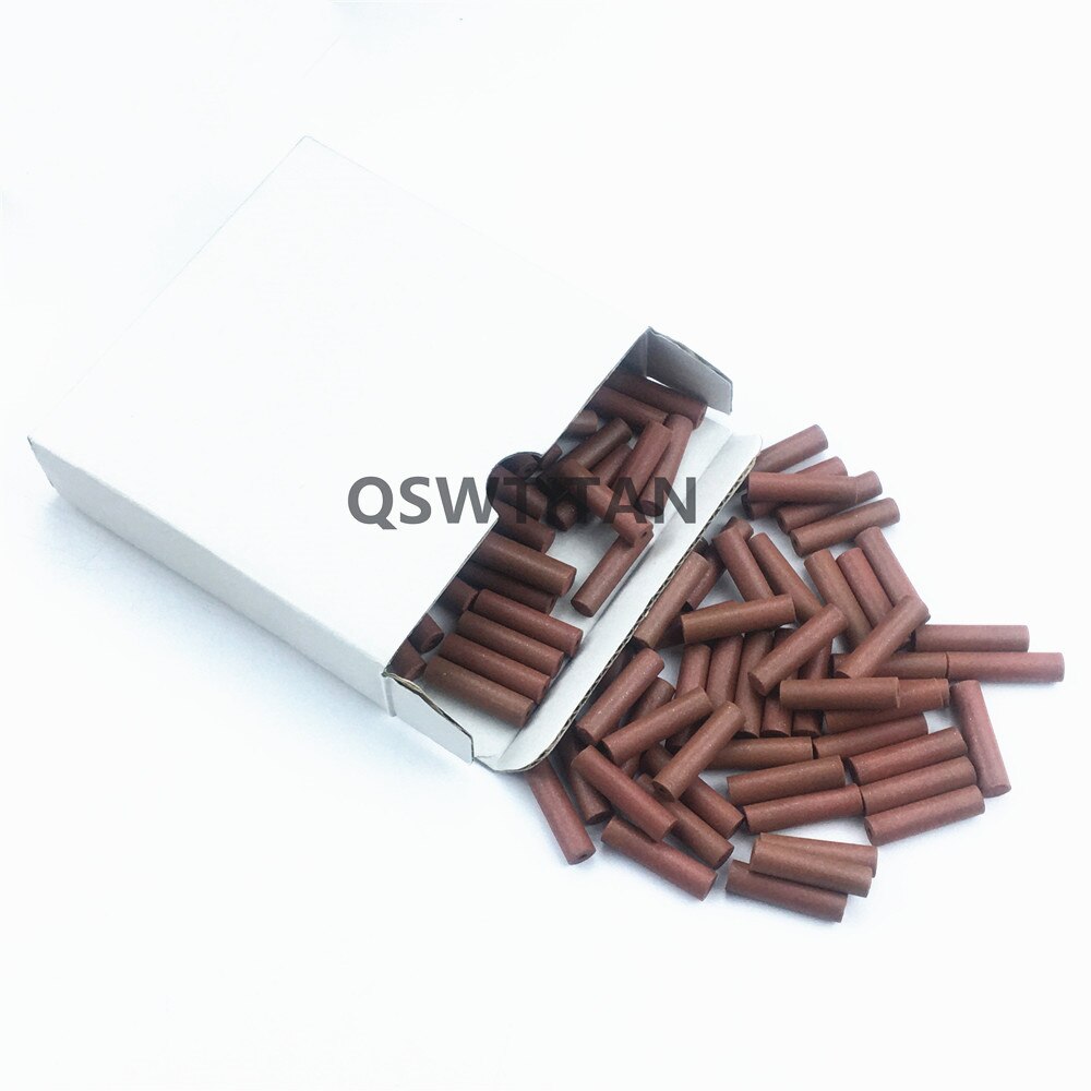 Roue de polissage en caoutchouc et silicone, assortiment de 100 pièces, particules de polissage, matériel de laboratoire dentaire, meulage en alliage métallique: 100pcs-brown cylinde