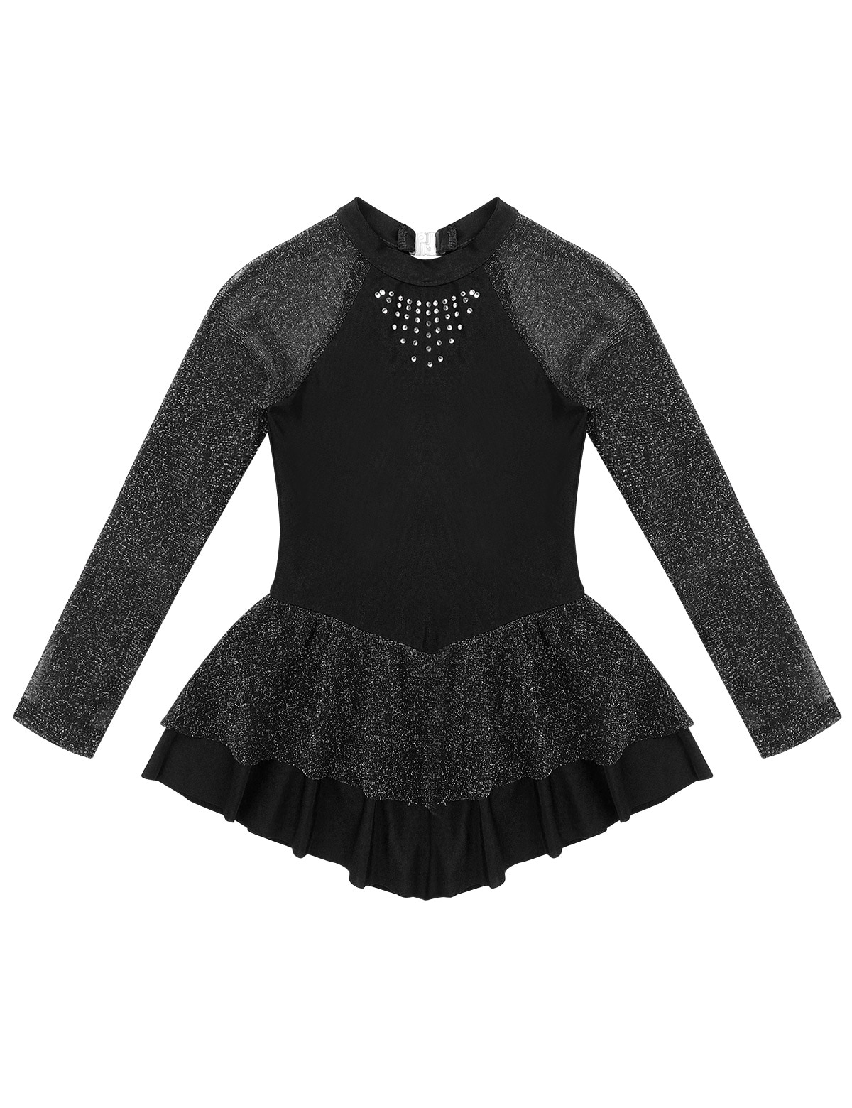 Kids Girls Gym Party Rhinestone Keyhole Back Figure Ice Skating Roller Skating Dancewear Ballet Dance Leotard Dress