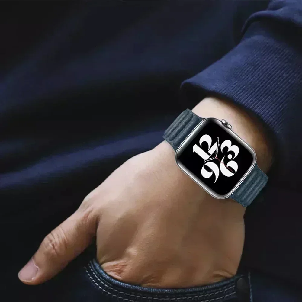 officiële website lederen band voor Apple Watch Band 45 mm 46 mm 42 mm 44 mm 40 mm magnetische lus link armband iWatch 49 mm 10 9 8 7 6