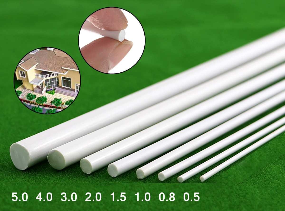 10pcs ABS round solid rod plastic white welding rod DIY house sand table model building stick tool