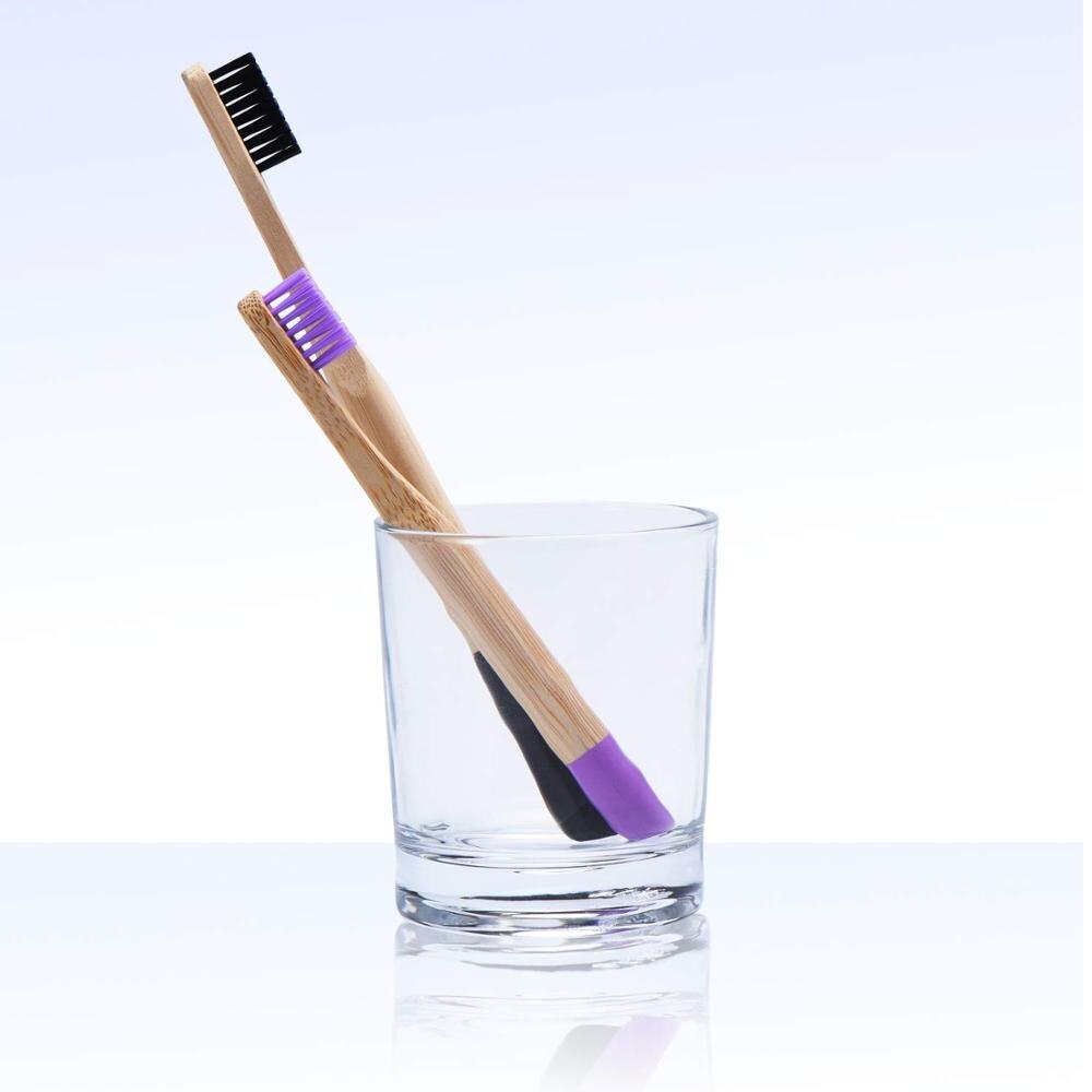 8 natural bamboo toothbrushes, adult and child combination, round bristles with soft bristles, each box is easy to carry