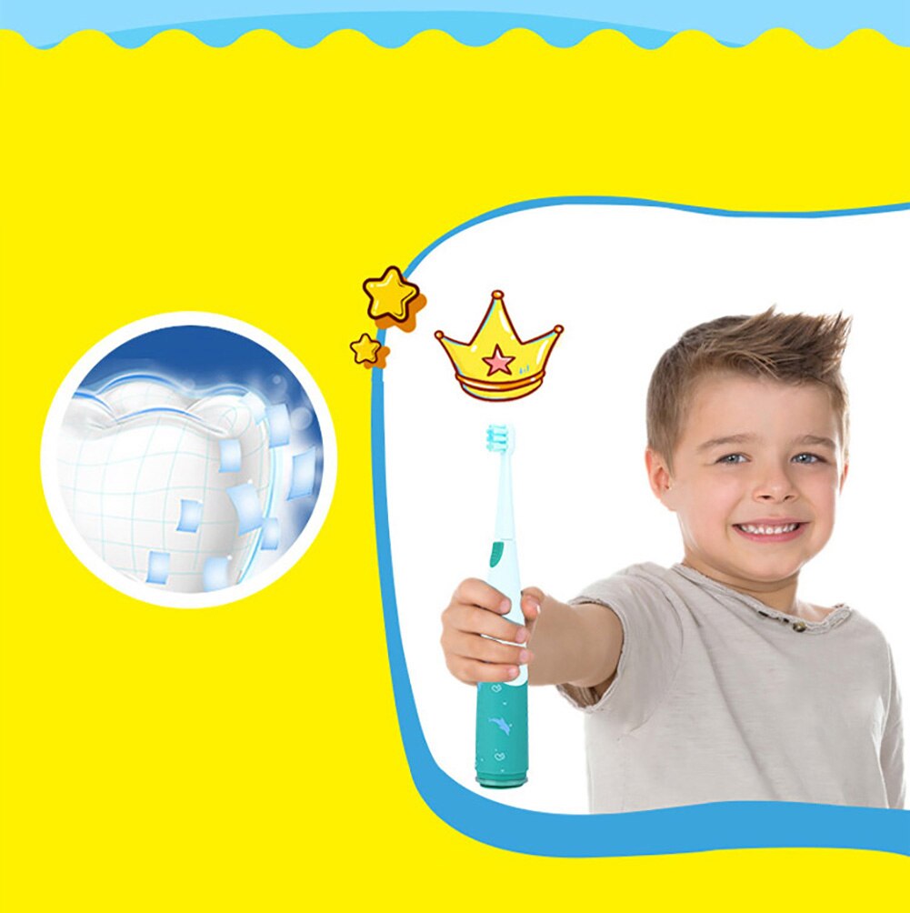 Kids Waterproof Sonic Vibration Gums Care Oral Cleaning Electric Toothbrush suction cup placed stably perfect for children