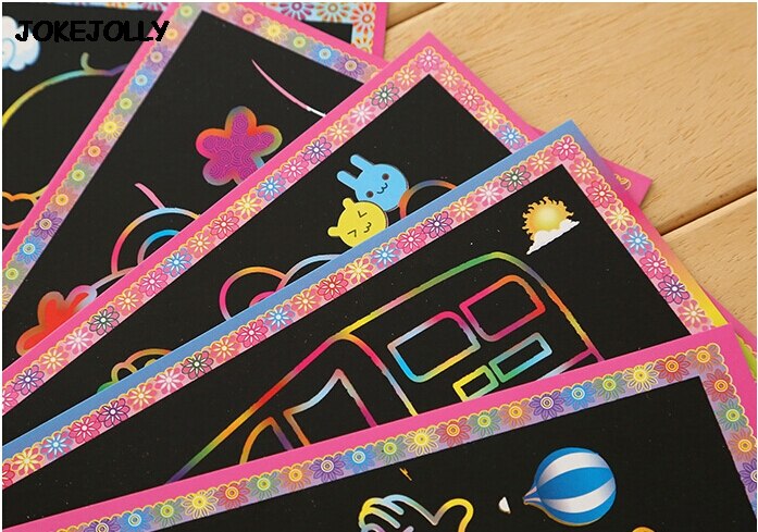 10 stuks Kleine en Grote Twee-in-een Magic Color Scratch Art Paper Coloring Kaarten Schrapen Tekening speelgoed voor Kinderen kids GYH