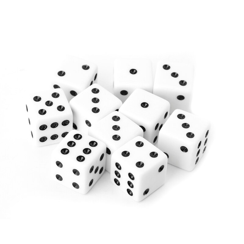 10 sztuk 15mm wielobarwność kostka z akrylu kości koraliki sześć stron przenośne zabawki dla dorosłych dzieci zawodowe zabawki zabawki rodzinne impreza kostka do gry: biały