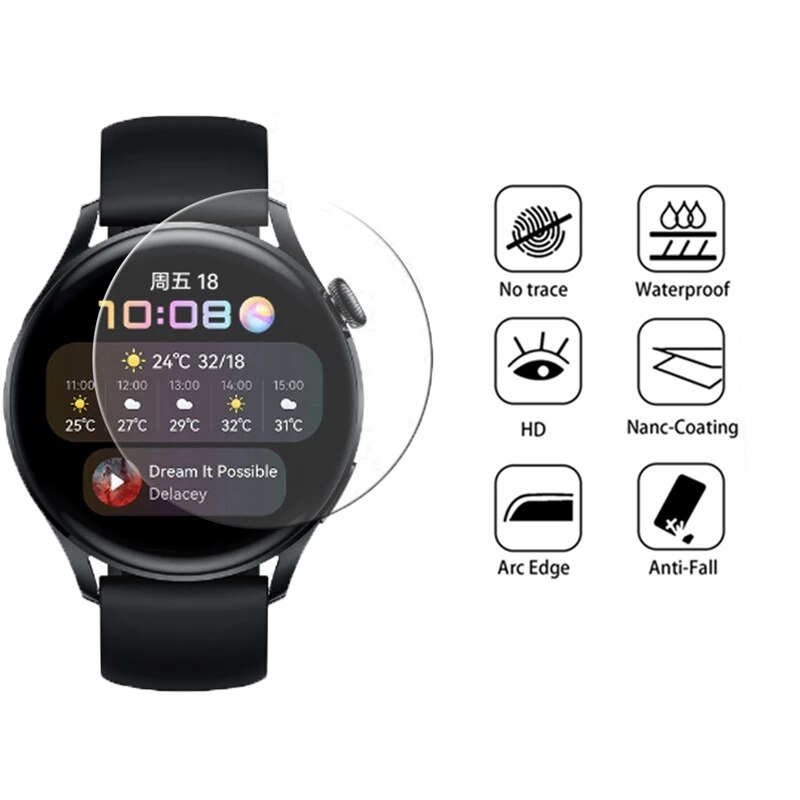 2 st för huawei watch 3 smart watch skyddsfilm i härdat glas för huawei watch 3 pro mjuk tpu skyddsfilm: Härdat glas / Huawei klocka 3 pro