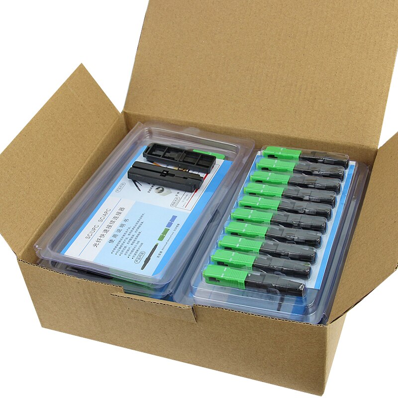 Embedded SC APC Fiber Optic Fast Connector FTTH single mode fiber optic SC quick connector green adapter Field Assembly
