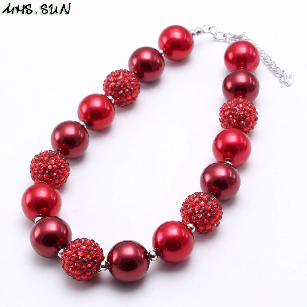 MHS.SUN 1PC baby chunky beaded necklace girls pearl jewelry charm colors bubblegum beads necklace choker for kids: 5