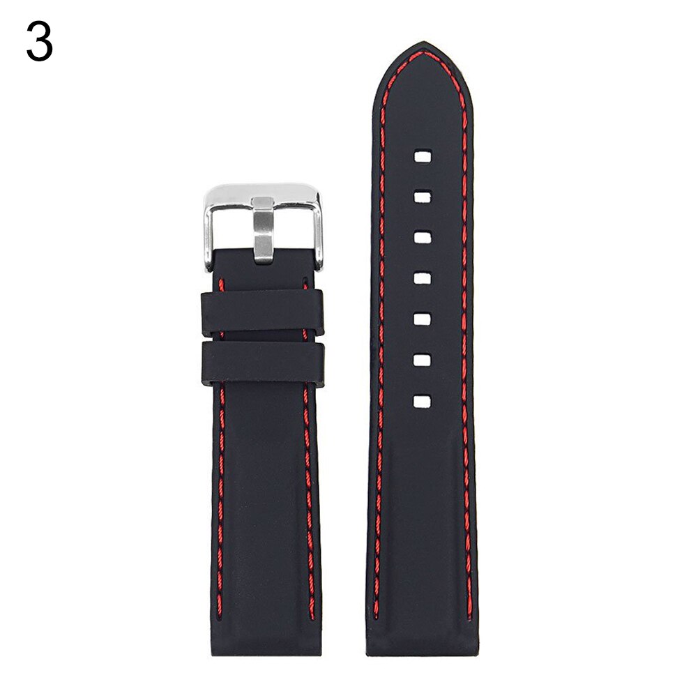 18mm-24mm bredde myk silikon klokkerem spenne klokkerem erstatning armbånd klokkerem: 2 svarte røde 22mm