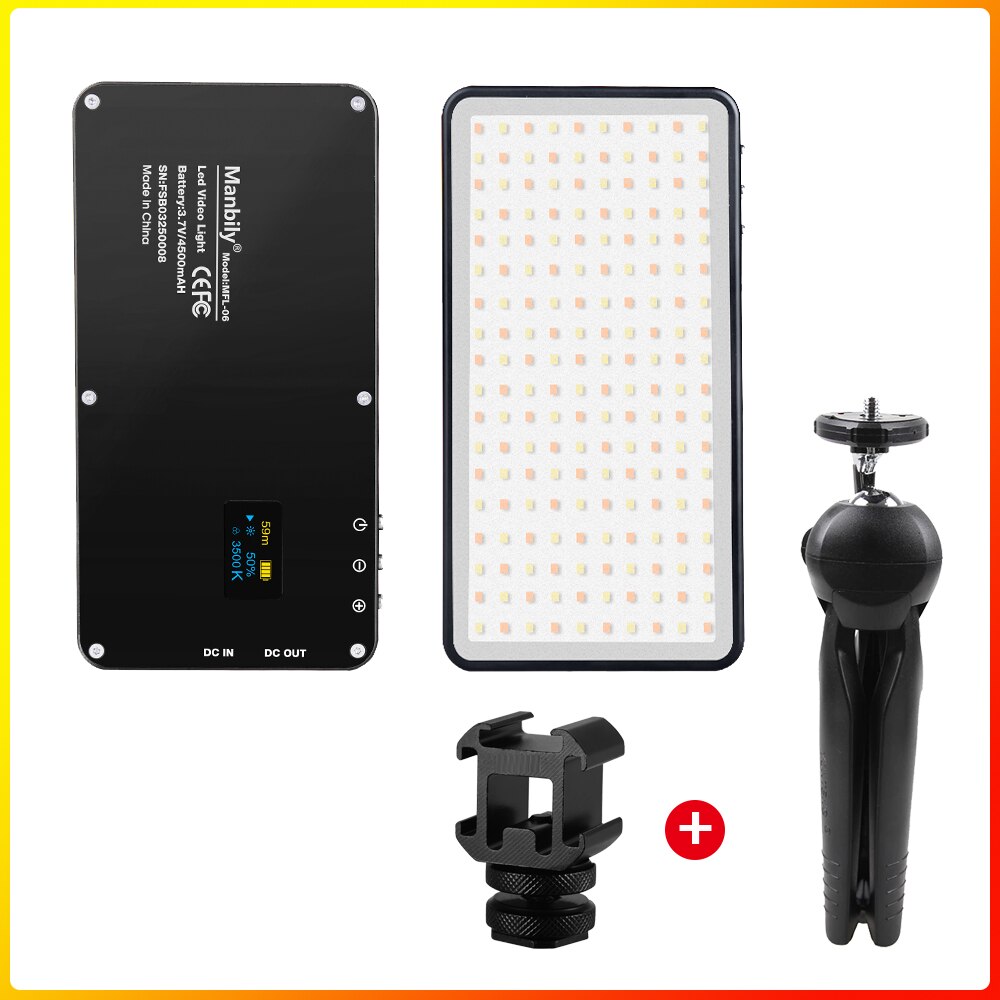 Manbilly – Mini éclairage de photographie Portable, ultra-mince, MFL-06 mAh, 4500 LED, lumière de remplissage, CRI 96 élevé, pour appareil photo, 180: 06light KIT1