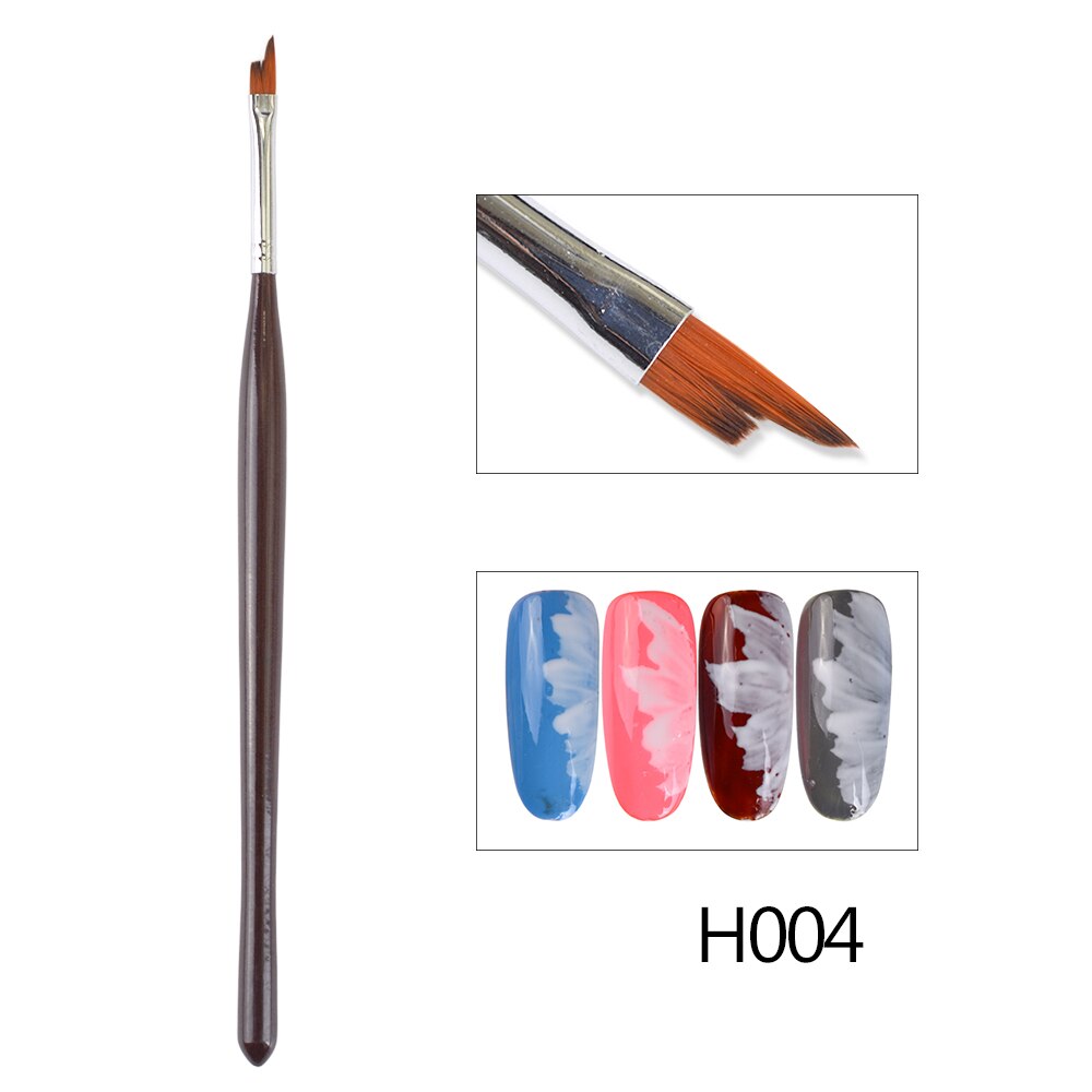 Stz 1 stk uv gel polish tegning maleri negle pensel 8 type moon smile gradient blomst børster manicure salon negle pen  #h001-008: H004