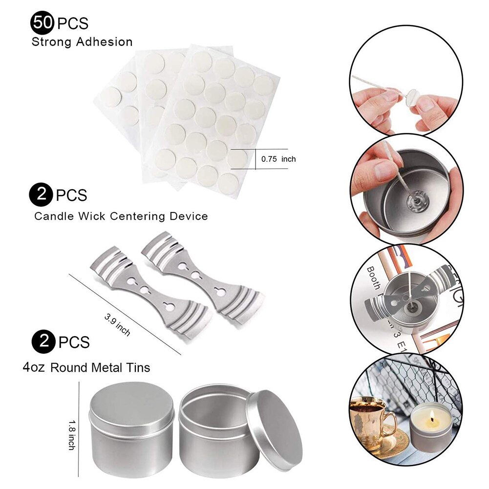 DIY Candle Crafting Kit Hand Making Craft Tool Wick Birthday Party Making Melting Pot Mould Suitable for Beginner Material: 54 pcs